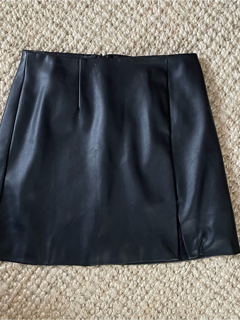 Anthropologie Black Faux Leather Mini Skirt